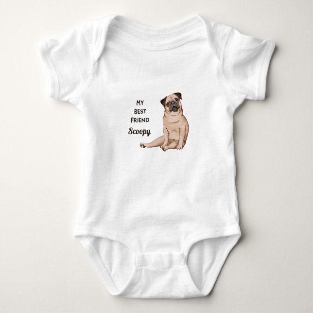 Body Para Bebê Pug Puppy Meu Melhor Nome Personalizado Do Amigo (Frente)
