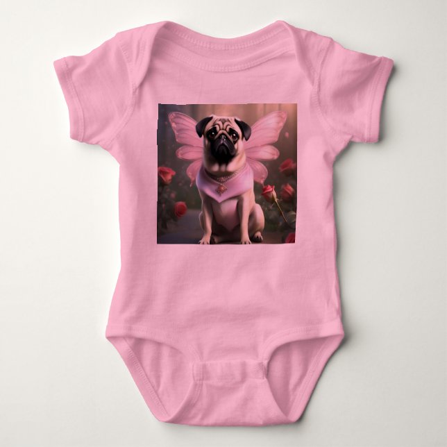 Body Para Bebê Pug Real: A Fada Princesa de Reinos Encantados (Frente)
