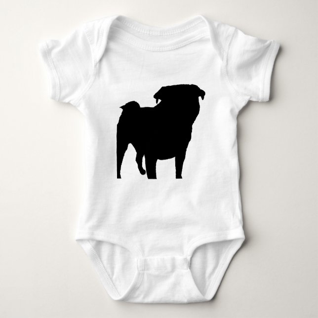 Body Para Bebê Pug Silhouette (Frente)