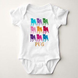 Body Para Bebê Pugs coloridos brilhantes da camuflagem