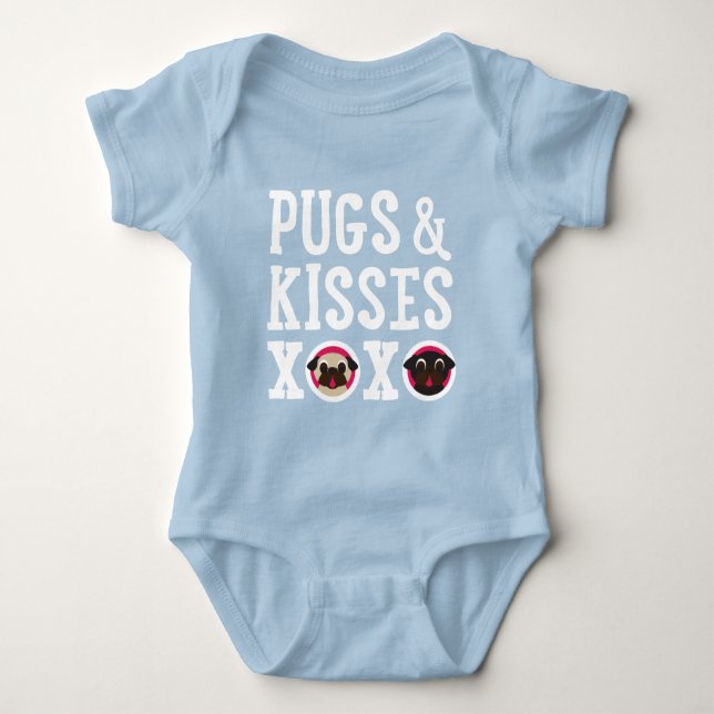 Body Para Bebê Pugs e beijos XOXO (Frente)