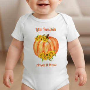 Body Para Bebê Pumpkin Floral Branco Laranja