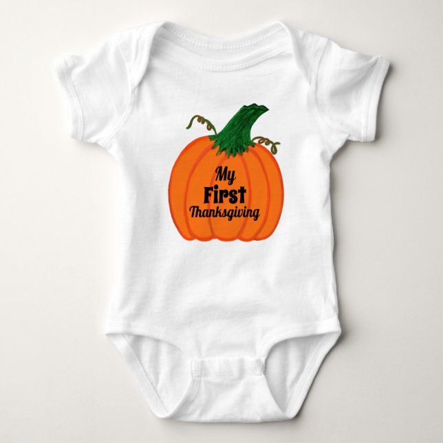 Body Para Bebê Pumpkin Laranja de Ação de Graças do Bebê (Frente)