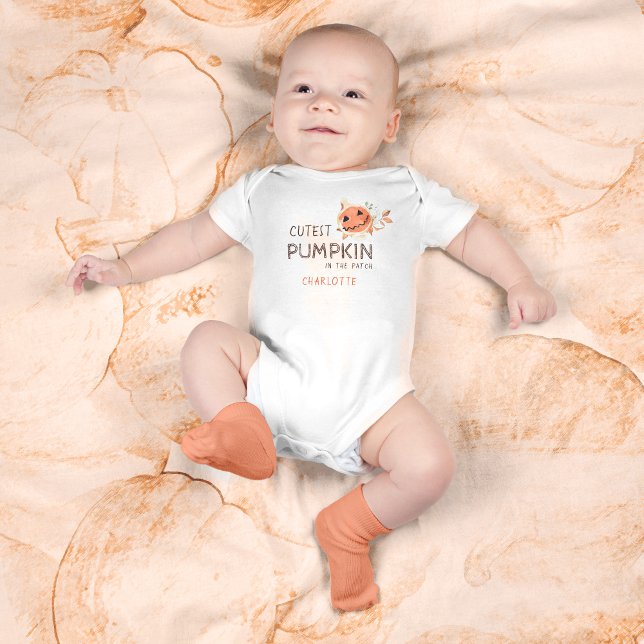 Body Para Bebê 🎃 Pumpkin mais fresco no Dia das Bruxas desenhado (Cutest Pumpkin in the Patch Handdrawn Halloween Baby Bodysuit ©Susanne Sachers - Sunny Mind Design)