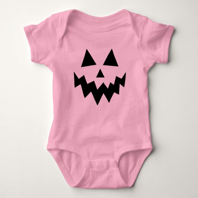 Body Para Bebê Pumpkin Rosa Halloween Jack O Lanterna (Frente)
