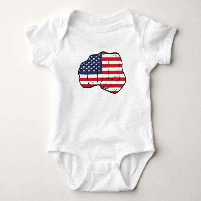 Body Para Bebê Punho de Bandeira Americano (Frente)
