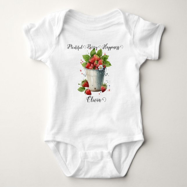 Body Para Bebê Punição personalizada de morango - Abundante Felic (Frente)