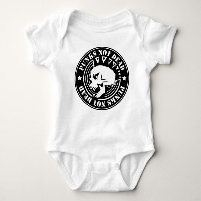 Body Para Bebê Punks not Morto Skull - Baby Jersey Bodysuit 0-24  (Frente)