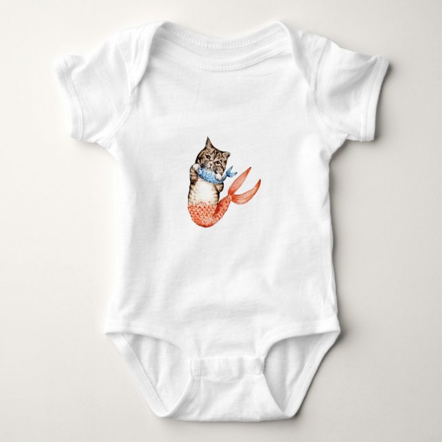Body Para Bebê Purmaid Cat Mermaid (Frente)
