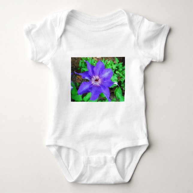 Body Para Bebê Purple Clematis Flower (Frente)