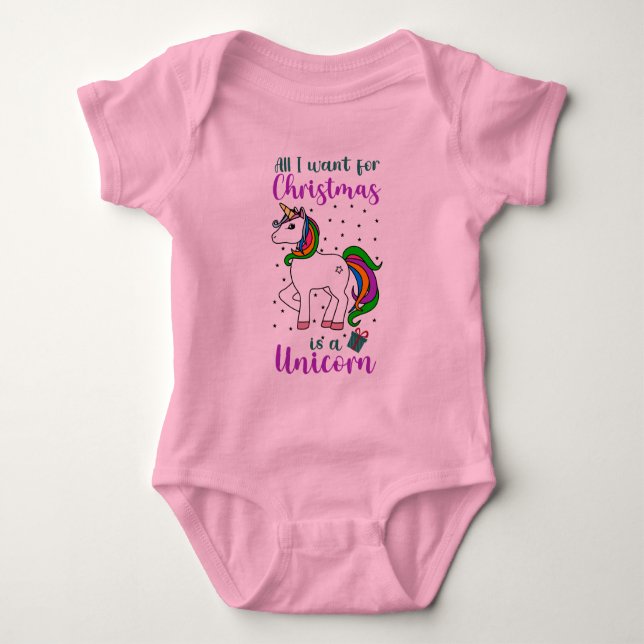 Body Para Bebê Púrpura Verde Mágica do Arco-Íris de Natal (Frente)