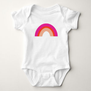 Body Para Bebê Quadrado de bebê, cor-de-rosa e laranja