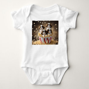 Body Para Bebê Quads Cavalier Spaniel Puppies Na Pipoca,