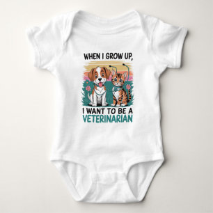 Body Para Bebê Quando crescer, quero ser uma T-Shirt Veterinária