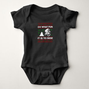 Body Para Bebê Que Diversão É Andar de Bicicleta no Natal