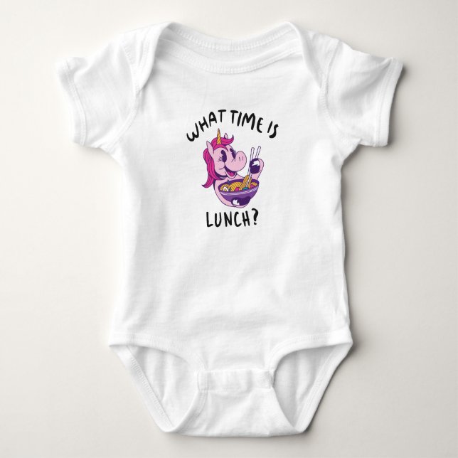 Body Para Bebê Que horas é o almoço (Frente)