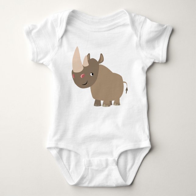 Body Para Bebê Quieto Cartoon Rhino Baby Roupa (Frente)