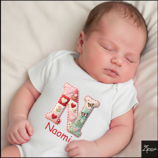 Body Para Bebê Quilted Patchwork Initial Letter N Nursery
