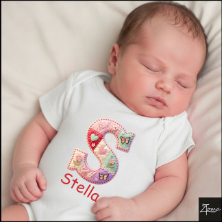 Body Para Bebê Quilted Patchwork Initial Letter S Nursery