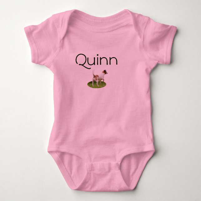 Body Para Bebê Quinn Nome Com Fox Terrier, Bodysuit De Bebê (Frente)