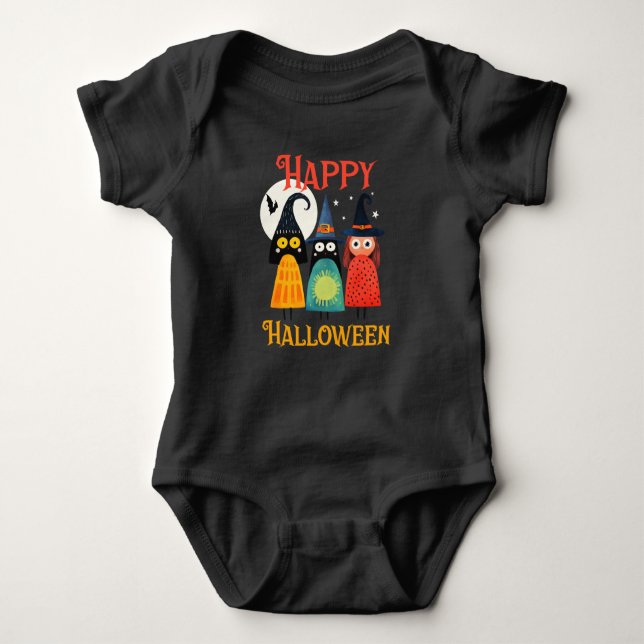 Body Para Bebê Quirky Witts Feliz Halloween Spooky Cute (Frente)