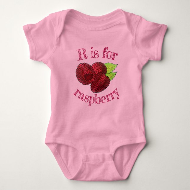 Body Para Bebê R FOR Raspberry Raspberry Berry Fruta Berries (Frente)