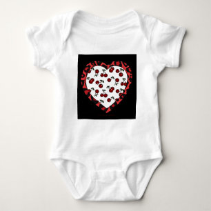 Body Para Bebê RAB Rockabilly Cherries Leopard Print Heart