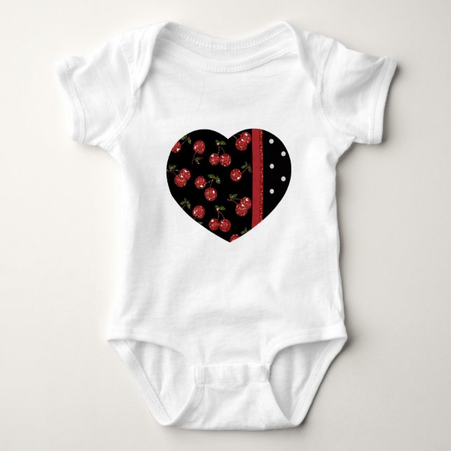 Body Para Bebê RAB Rockabilly Muito Cherry Black (Frente)