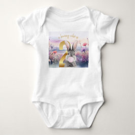 Body Para Bebê Rabbit Segundo Aniversário soprando pastilha elást