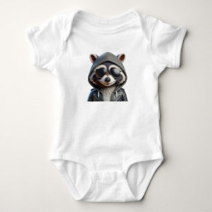 BODY PARA BEBÊ RACCO ENGRAÇADO EM HOODIE
