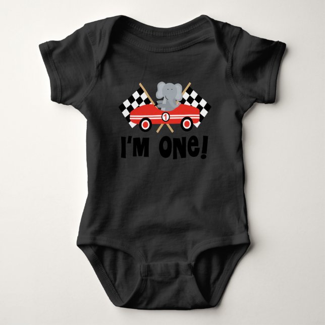 Body Para Bebê Race Car Rally Flags primeiro aniversario T-shirt (Frente)