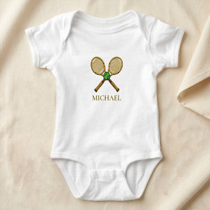 Body Para Bebê Rackets de Ténis Personalizados com o Seu Nome