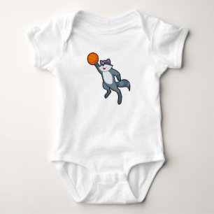 Body Para Bebê Racoon como jogador de basquetebol