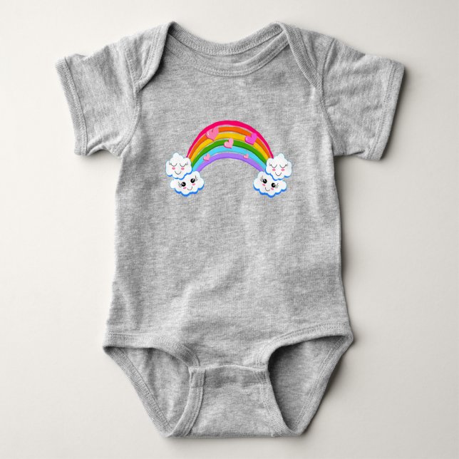 Body Para Bebê Rainbow Clouds Baby Bodyfit (Frente)
