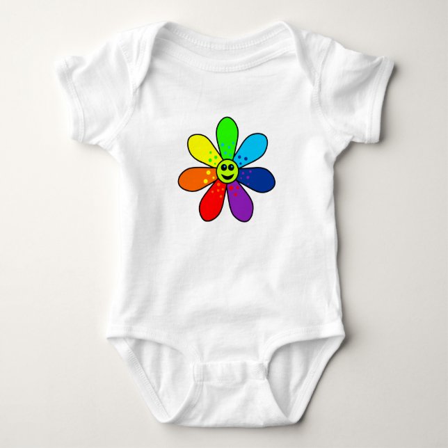 Body Para Bebê Rainbow Flower Bebê Bodô (Frente)