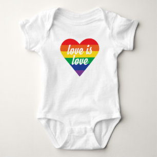 Body Para Bebê Rainbow Heart Baby Shirt - Love is Love