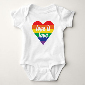 Body Para Bebê Rainbow Heart Baby Shirt - Love is Love