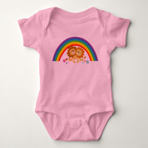 Body Para Bebê Rainbow Tango-Cute Cartoon Lions Roupa