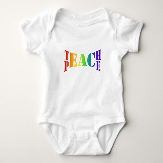 Body Para Bebê Rainbow Teach Peace (Frente)