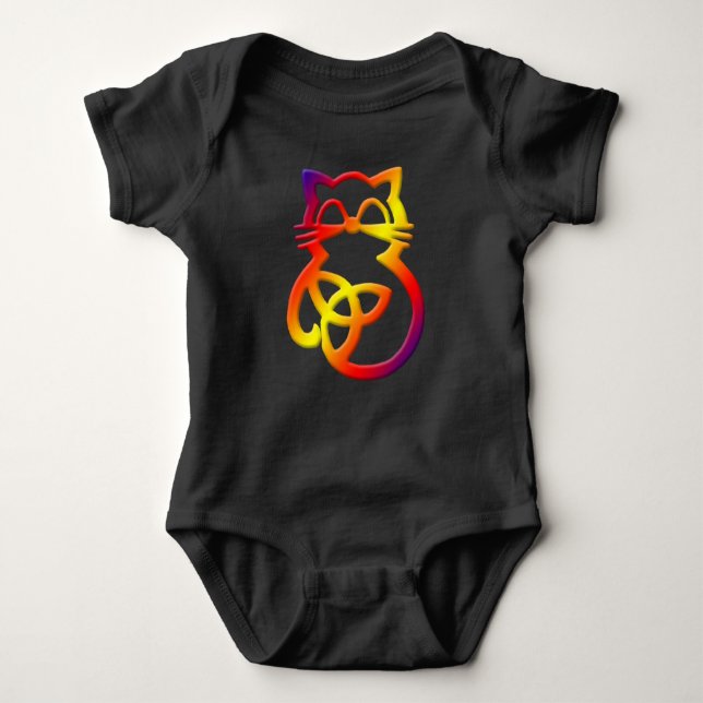 Body Para Bebê Rainbow Trinity Knot Celtic Cat Baby One (Frente)