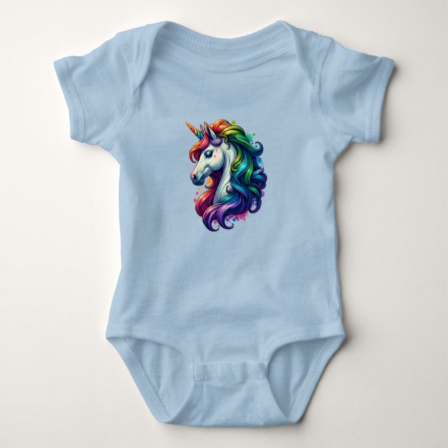 Body Para Bebê Rainbow Unicorn baby suite (Frente)