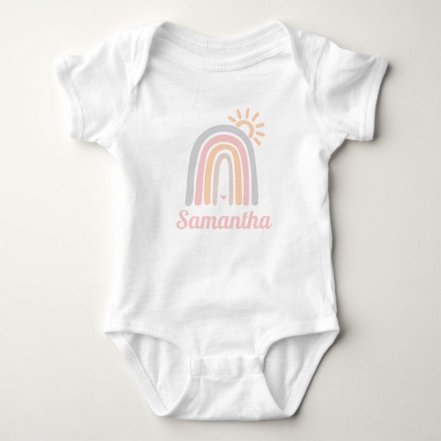 Body Para Bebê Rainbows e Sunshine Personalizado Name (Frente)