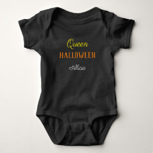 Body Para Bebê Rainha Halloween Preto Personalizado