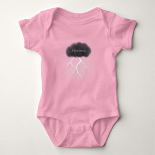 Body Para Bebê Rainy Day Thunder Cloud Com Nome De Bebê Rosa