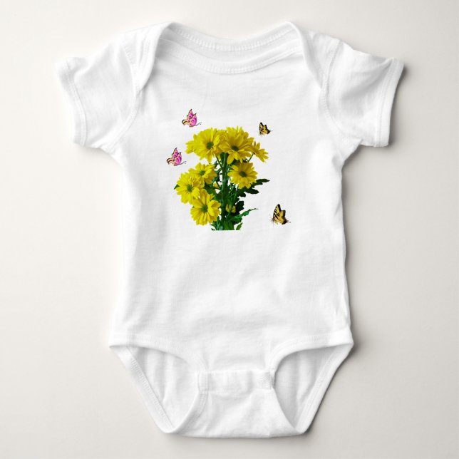 Body Para Bebê Ramalhete de flores com borboletas  (Frente)
