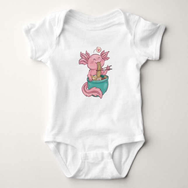 Body Para Bebê Ramen Adorável De Comida Axolotl (Frente)