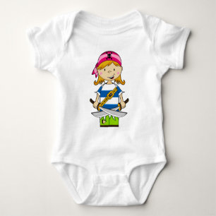Body Para Bebê Rapariga Bandana Pirata Babies T-Shirt