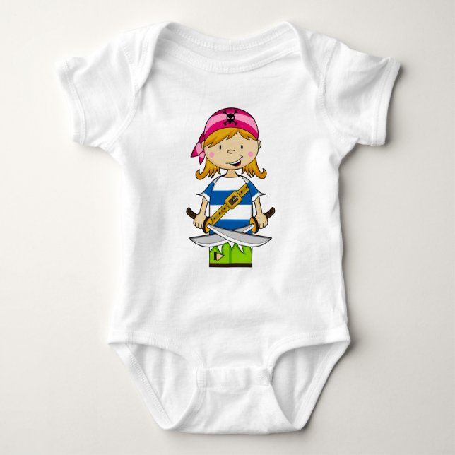 Body Para Bebê Rapariga Bandana Pirata Babies T-Shirt (Frente)