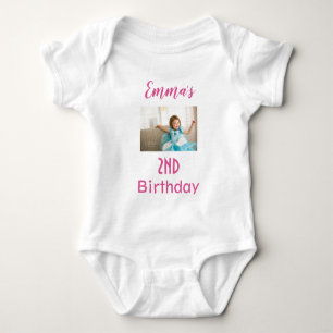 Body Para Bebê Rapariga de Aniversário com Idade e Foto