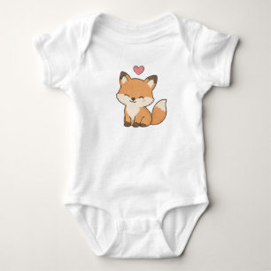 Body Para Bebê Rapariga Kawaii Fox Flutuante Heart Raposa Vermelh